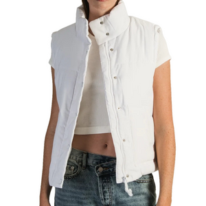 Azalea Wang Billie Stylish Modern White Puffer Vest Lady Woman Large